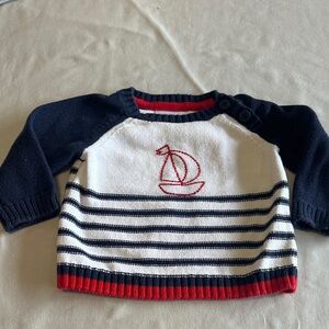3-6M Gymboree Striped Sweater with Red Accent